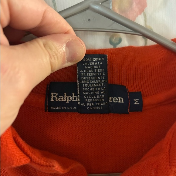 Vintage Polo by Ralph Lauren Men's Orange and Green Polo Shirt - Picture 6 of 10